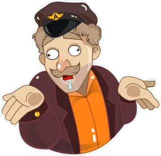 😗 man, pilot, confused, shrug, expression, cartoon telegram sticker
