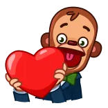 ❤️ monkey, love, heart, cartoon telegram sticker