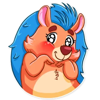 ☺️ Riccio, Cartone animato, Carino, Animale, Mammifero, Kawaii telegram sticker