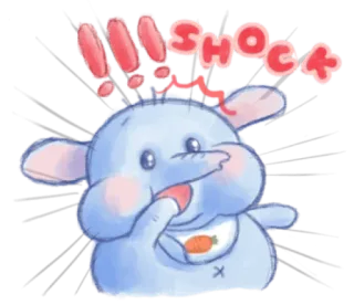 🍯 SHOCK Cartoon, Elefant, geschockt, Überraschung telegram sticker