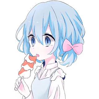 😋 Anime, Cartoon, Mädchen, Essen, Süß, Digitale Kunst telegram sticker