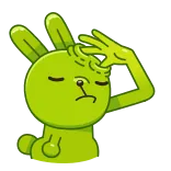 🤔 กระต่าย, การ์ตูน, สติกเกอร์, สับสน, คิด, สีเขียว telegram sticker