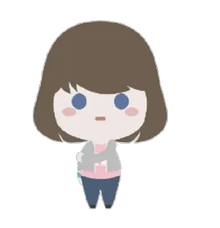 😕 Мультфильм, Девушка, Милый, Стикер, Персонаж, Иллюстрация telegram sticker