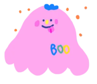 😛 BOO geist, buh, rosa, süß, halloween, cartoon whatsapp sticker