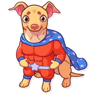 💪 Hund, Superheld, Cartoon, Tier, Haustier, süß, Held whatsapp sticker
