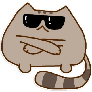 😎 Pusheen кот, солнцезащитные очки, круто, мультфильм, стикер, смешной, интернет, мем telegram sticker