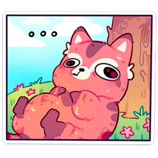 😐 gato, fofo, engraçado, desenho animado, relaxado, animal whatsapp sticker