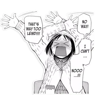 😳 THAT'S WAY TOO LEWD!!!!! Anime, Manga, Reazione esagerata, Scioccato, Cartone animato, Divertente, Reazione telegram sticker