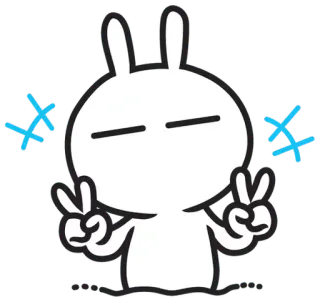 ✌ conejo, símbolo paz, lindo, sticker, dibujo animado, blanco whatsapp sticker