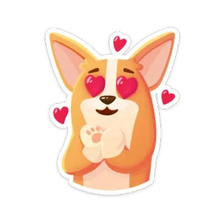 😍 corgi, cachorro, amor, coração, fofo, animal, adesivo whatsapp sticker