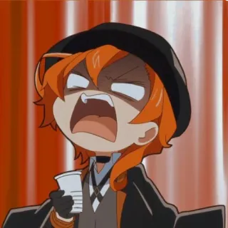 😫 Chuya Nakahara Bungou Stray Dogs Animé, En colère, Chibi, Personnage telegram sticker