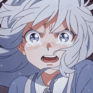 😡 Anime, Mädchen, weinend, traurig, Tränen, verzweifelt, blaue Haare whatsapp sticker