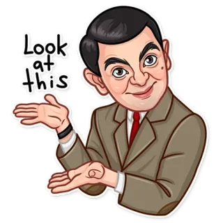👈 Mr. Bean Look at this ミスタービーン, コメディ, 表情, 面白い telegram sticker