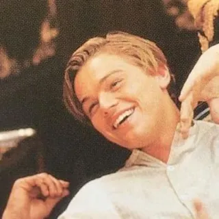 😹 Leonardo DiCaprio Leonardo DiCaprio, aktor, celebryta, portret, mężczyzna, uśmiech telegram sticker
