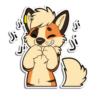 😆 Ji furry, laughing, giggle, animal, cute, cartoon, happy, chuckle telegram sticker