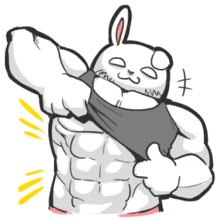 💪 Hase, Tier, Muskel, Muskelbepackt, Cartoon, Lustig whatsapp sticker