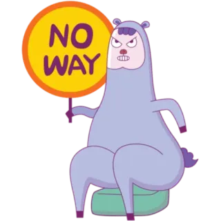 😡 NO WAY kreskówka, alpaka, znak, niemożliwe, zwierzę whatsapp sticker