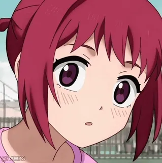 😳 @HAWKS anime girl, red hair, cartoon, manga, character, illustration whatsapp sticker