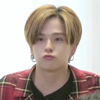 😗 uomo, ritratto, persona, orecchini, capelli biondi, coreano whatsapp sticker