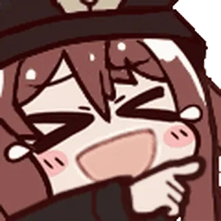 😂 Hu Tao Genshin Impact Anime, Cartoon, Genshin Impact, Hu Tao, Leuk, Vrolijk, Lachend, Wijsvinger telegram sticker