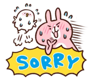 🐰 SORRY przepraszam, przykro mi, słodkie, królik, ptak, kreskówka telegram sticker