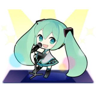 🎤 Hatsune Miku Chibi, Anime, Vocaloid, Hatsune Miku, Música, Kawaii telegram sticker