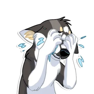 😥 chorando, triste, desenho animado, lobo, emocional, lágrimas telegram sticker