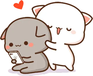 😍 gato, lindo, amor, pareja, melocotón, Goma, animal, pegatina whatsapp sticker