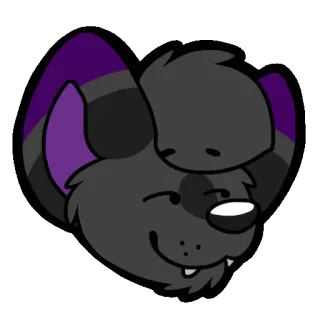 😏 furry, animal, fofo, desenho animado, morcego, cinza, roxo telegram sticker