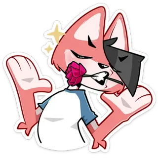 🌹 raposa, rosa, desenho animado, animal, fofo, personagem, adesivo telegram sticker