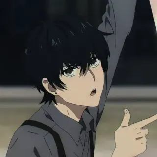 🕳 Anime, Manga, Dibujos animados, Personaje, Pelo negro, Masculino, Chico whatsapp sticker