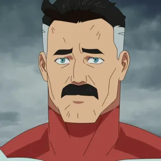 🌐 Omni-Man Invincible Superheld, Schnurrbart, ernst, animiert, unbesiegbar telegram sticker