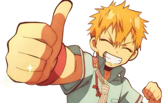 👍 Minamoto Kou Toilet-bound Hanako-kun Pouce levé, Anime, Shonen, Manga, Souriant telegram sticker