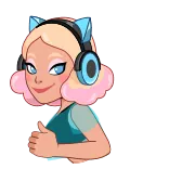👍 Dessin animé, Anime, Pouce levé, Oreilles de chat, Casque audio, Fille whatsapp sticker