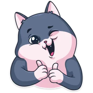 👍 猫, 点赞, 开心, 眨眼, 卡通, 动物, 可爱 telegram sticker