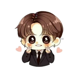🤭 cartoon, cute, peace sign, K-pop, sticker, anime whatsapp sticker
