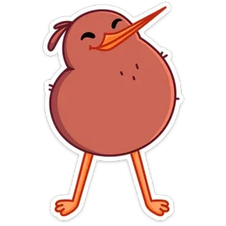 😌 Kiwi (ave), Dibujo animado, Animal, Pájaro, Lindo, Divertido telegram sticker