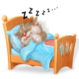 😴 gato, dormindo, cama, gatinho, animal, desenho animado, fofo whatsapp sticker