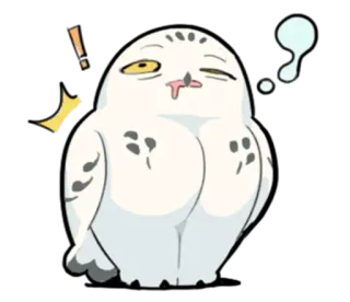 ⁉ hibou, dessin animé, endormi, animal, oiseau, mignon telegram sticker