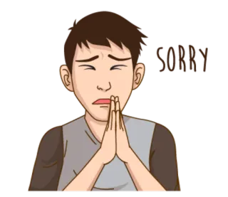 🙏 SORRY désolé, excuses, implorer, regret, dessin animé, personnage telegram sticker