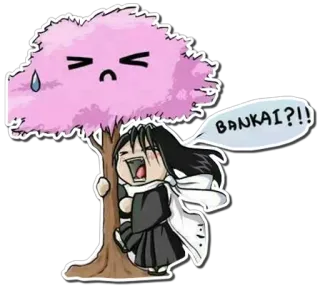 😆 BANKAI?!! Anime, Personagem, Bankai, Mangá, Árvore, Fofo, Adesivo whatsapp sticker