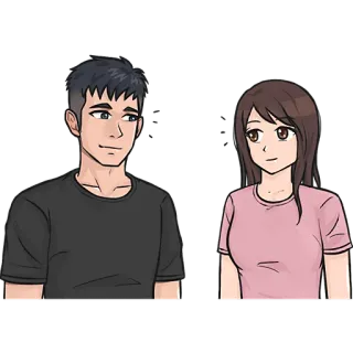 🤨 만화, 커플, 남자, 여자, 캐릭터 telegram sticker