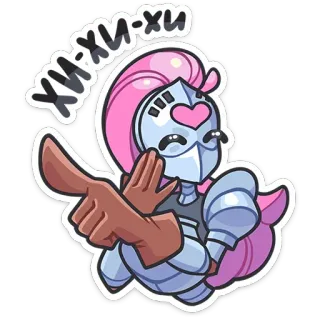 🫵 хи-хи-хи knight, finger gun, gesture, armor, cartoon, helmet, cute telegram sticker