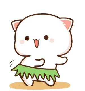 ✨ mèo, dễ thương, kawaii, nhảy, váy cỏ telegram sticker