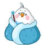 🤒 鳥, キャラクター, かわいい, 青, 白 telegram sticker