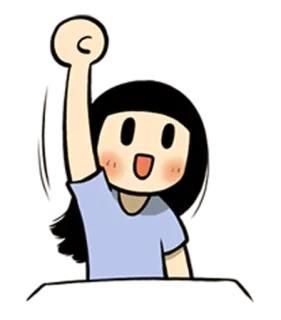 👊 girl, raising hand, happy, cartoon, cheerful, cute, excited telegram sticker