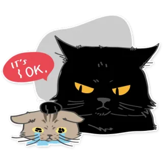 😇 IT'S OK. cat, sad, comfort, reassurance, cute, animals telegram sticker