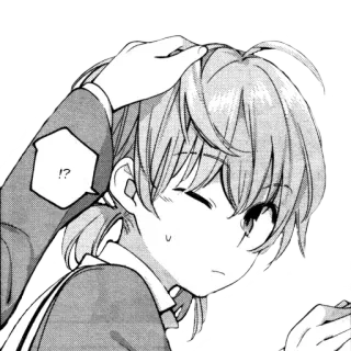 ☺️ !?
 Anime, Manga, Palmadita en la cabeza, Lindo, Pregunta, Exclamación telegram sticker