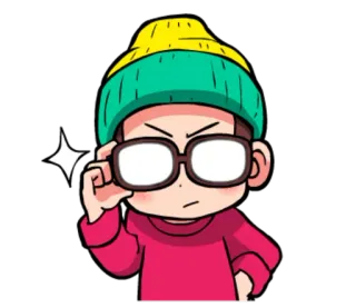 🤓 Dibujo animado, Personaje, Gafas, Gorro, Lindo, Persona telegram sticker