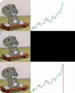 📉 Tom Cat Cartoon, Katze, Sitzend, Meme, Börse, Finanzen telegram sticker
